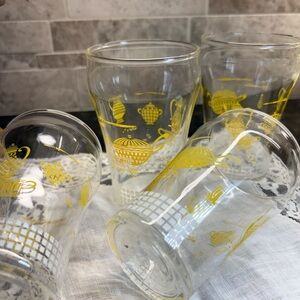 Yellow Patterned Glass Tumblers